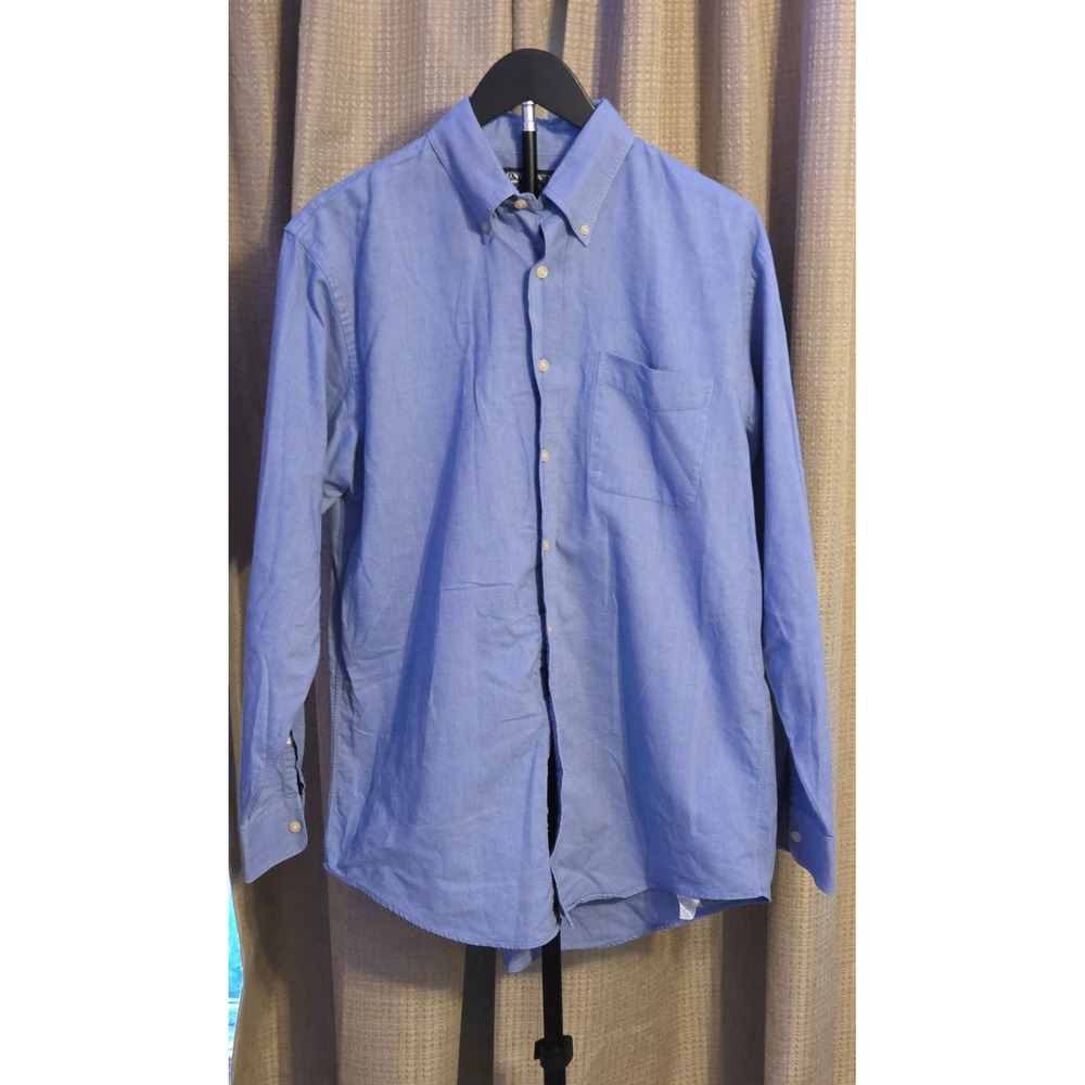 Lands End Button Down Dress Shirt Mens Size 15.5-34 (Medium) Blue